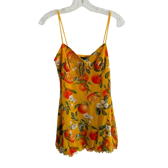 Urban Outfitters Elodie Citrus Orange Mesh Stretch Mini Dress Size Small - Picture 1 of 3